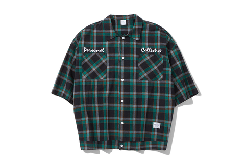 Green Embroidery Plaid Shirt 
