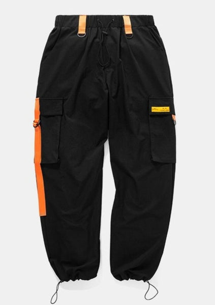 Black Cargo Joggers with Tape