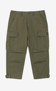 Green Cropped Cargo Workwear Trousers