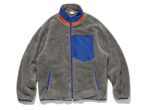 Grey Color Block Fleece Jacket