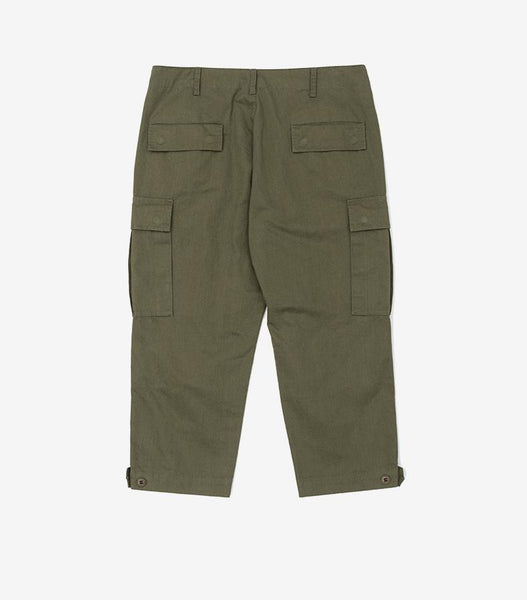 Green Cropped Cargo Workwear Trousers