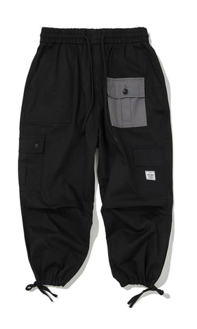 Black Contrast Color Pocket Joggers