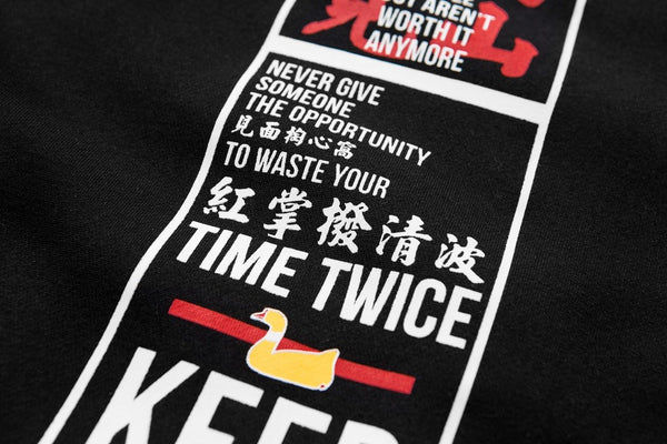 'Over Time' Black Chinese Printed Hoodie