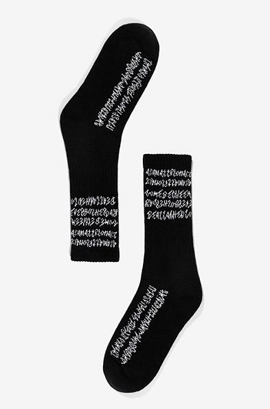 SLASH ID -  Black Letter Ribbed Socks 