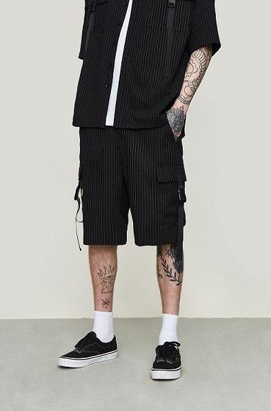 SLASH ID - Black Shorts with Tape