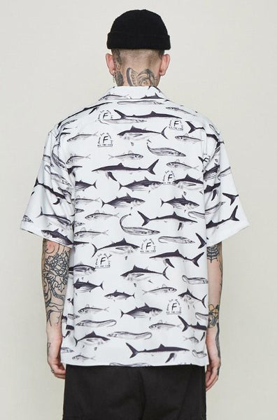 'ALL THE FISH' White Graphic Casual Shirt