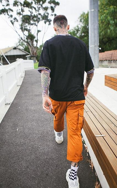 Orange Cropped Cargo Workwear Trousers