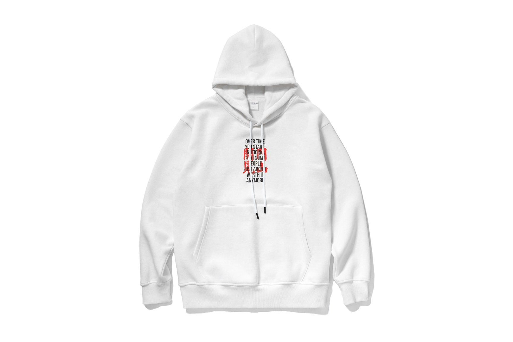 'Over Time' White Chinese Printed Hoodie