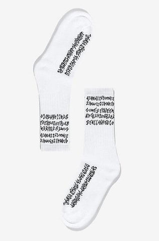 SLASH ID - White Letter Ribbed Socks 