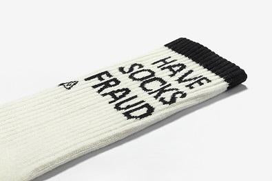 'FRAUD' White Chinese Word Socks 